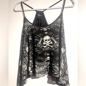 Black Skull Print Women's crop Top